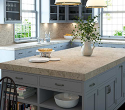 Caesarstone Countertops 6616 Cascata from The Granite Inspired Series – Appearance of natural stone and carries forward a symphony of intricate veins, bold colors and textures